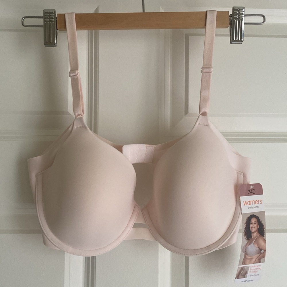 Warner’s T-Shirt Bra Size 34D Light Pink NWT Underarm Smoothing Comfort